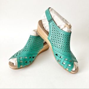 Earth Origins Teal Wedge Sandals